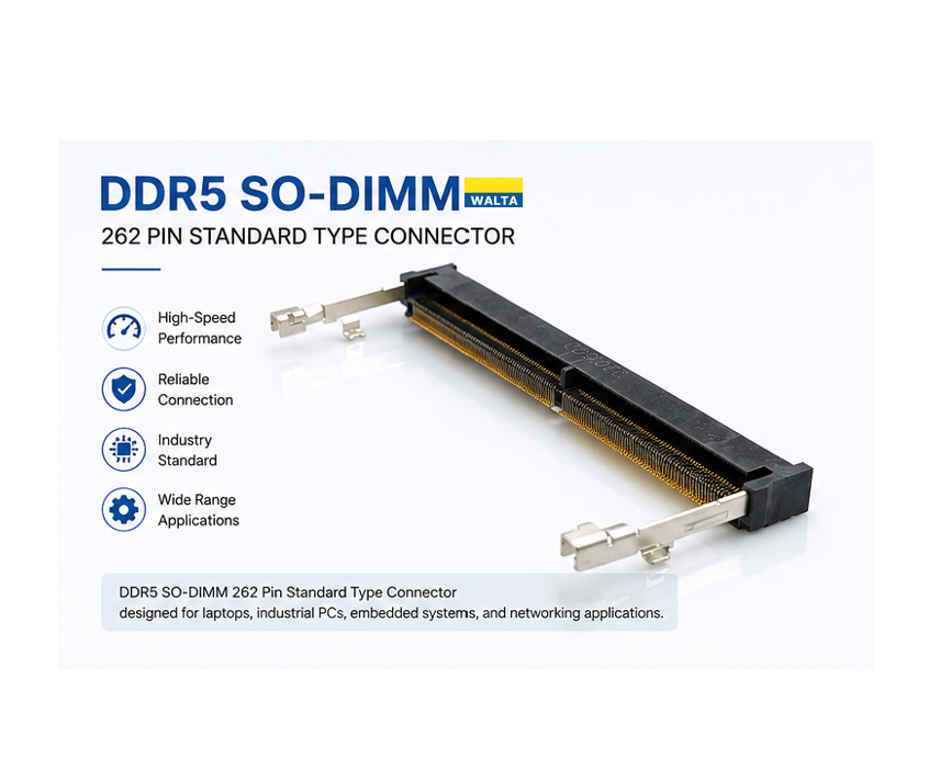 DDR5 SO-DIMM 262 Pin connector for industrial and embedded computing applications